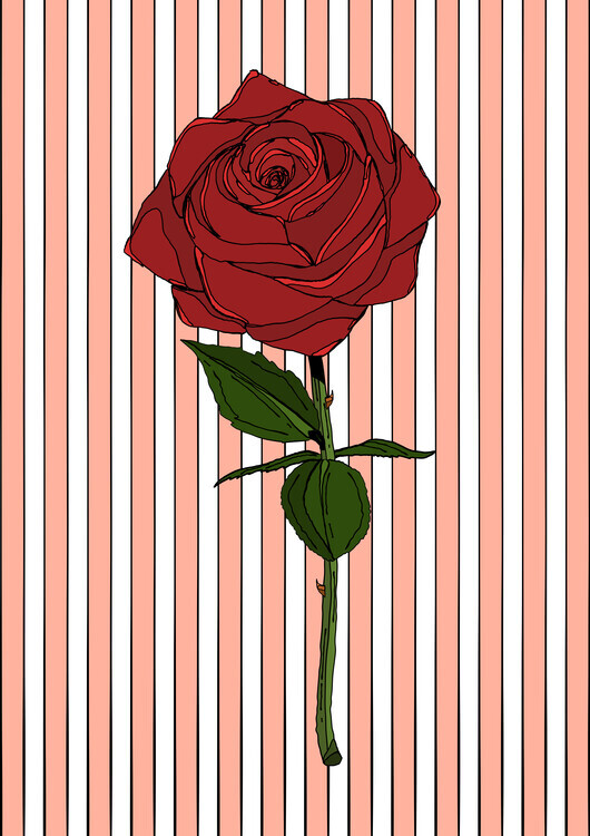 Nicholas Plakát, Obraz - Red Roses And Lush Green Leaves, Nicholas, 30 × 40 cm