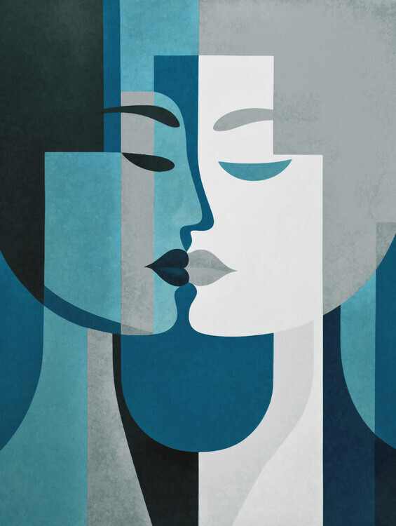 Andrea Haase Plakát, Obraz - Kiss Me Teal Grey, Andrea Haase, 30 × 40 cm