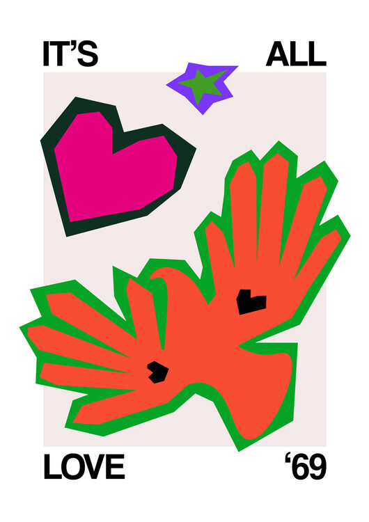 Frances Collett Plakát, Obraz - It's All Love Bird Orange, Frances Collett, 30 × 40 cm