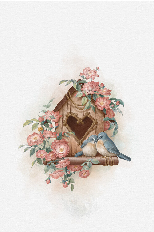 Xuan Thai Plakát, Obraz - Bird House and Rose, Xuan Thai, 26.7 × 40 cm