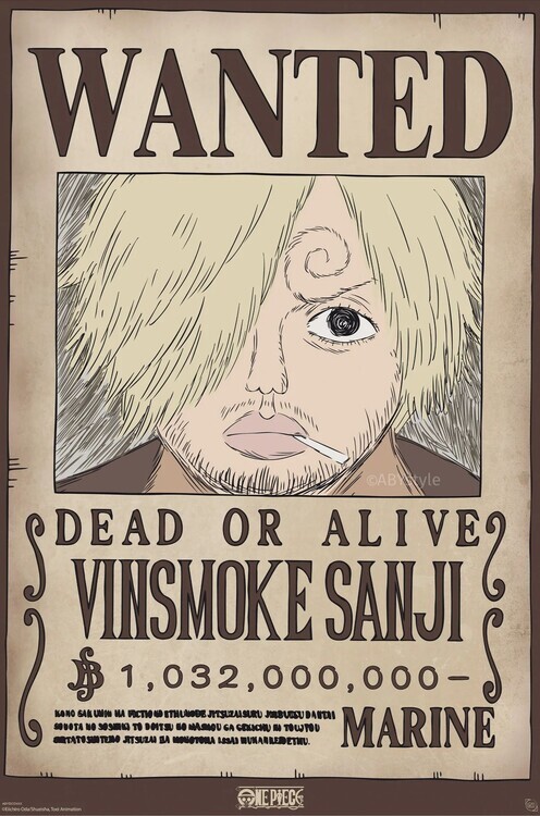 ABY STYLE Plakát, Obraz - One Piece - Wanted Sanji Wano, 61 × 91.5 cm