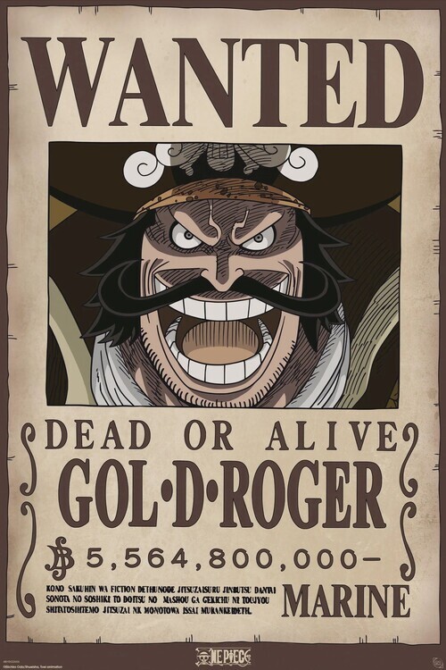 ABY STYLE Plakát, Obraz - One Piece - Wanted Gol. D. Roger, 61 × 91.5 cm