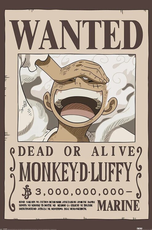 PYRAMID Plakát, Obraz - One Piece - Wanted Luffy, 61 × 91.5 cm