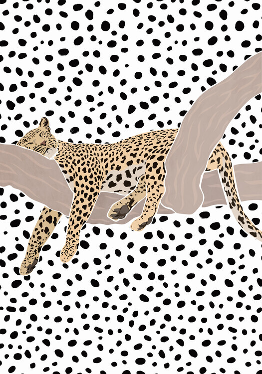 Sarah Manovski Plakát, Obraz - Leopard Sleeping Polkadots, Sarah Manovski, 26.7 × 40 cm