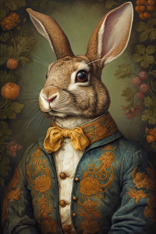Treechild Plakát, Obraz - Regal Rabbit Portrait, Treechild, 26.7 × 40 cm