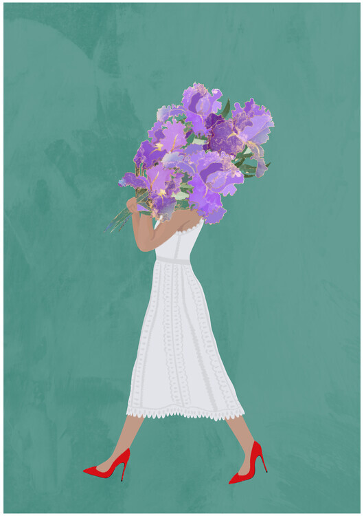 Sarah Manovski Plakát, Obraz - Boho Dress Iris teal, Sarah Manovski, 30 × 40 cm