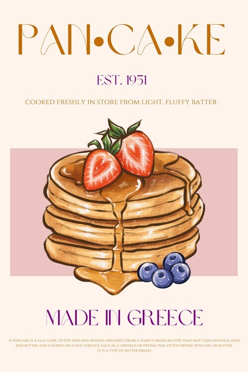 Nazma Khokhar Plakát, Obraz - Fluffy Greek Pancakes, Nazma Khokhar, 26.7 × 40 cm