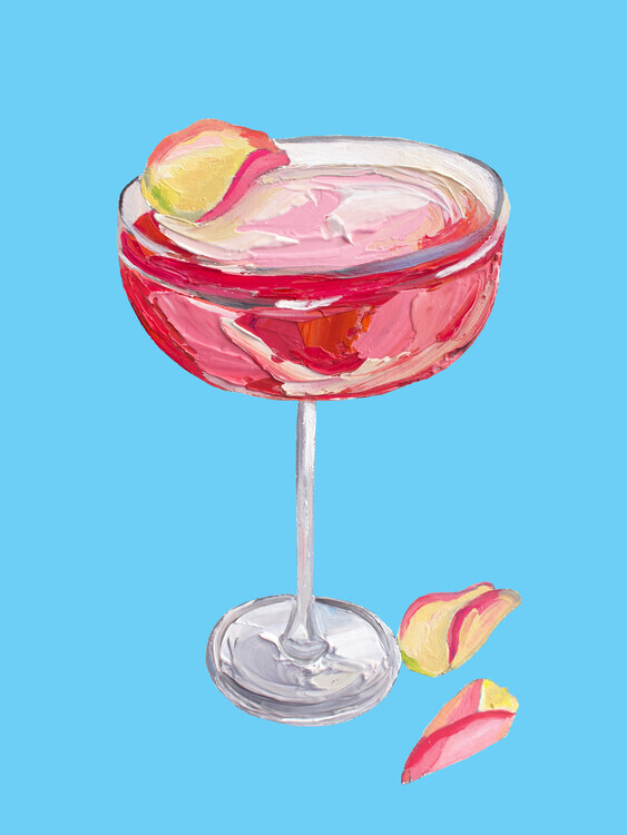 Alice Straker Plakát, Obraz - Sparkling Rose Gin Cocktail, Alice Straker, 30 × 40 cm
