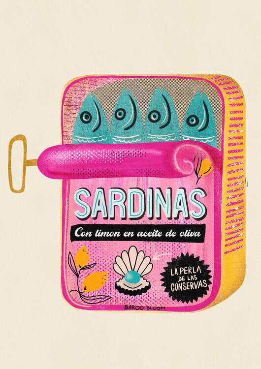 Baroo Bloom Plakát, Obraz - Sardines Tin Can, Baroo Bloom, 30 × 40 cm