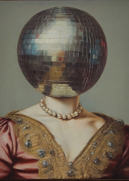 The Art Concept Plakát, Obraz - DiscoHead Queen / Altered Collage Art, The Art Concept, 30 × 40 cm