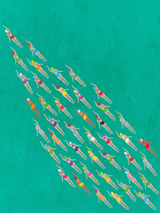 WallChart Art Studio Plakát, Obraz - Racing Swimmers, WallChart Art Studio, 30 × 40 cm