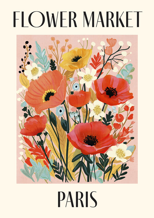 Dirkie Nell Plakát, Obraz - Flower Market Paris France, Dirkie Nell, 30 × 40 cm