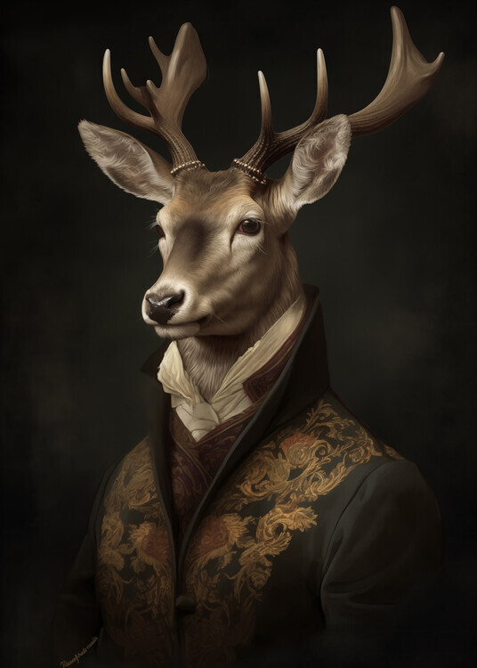 Andreas Magnusson Plakát, Obraz - Stag Portrait, Andreas Magnusson, 30 × 40 cm