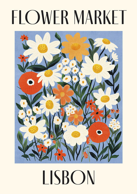 Dirkie Nell Plakát, Obraz - Flower Market Lisbon Portugal, Dirkie Nell, 30 × 40 cm