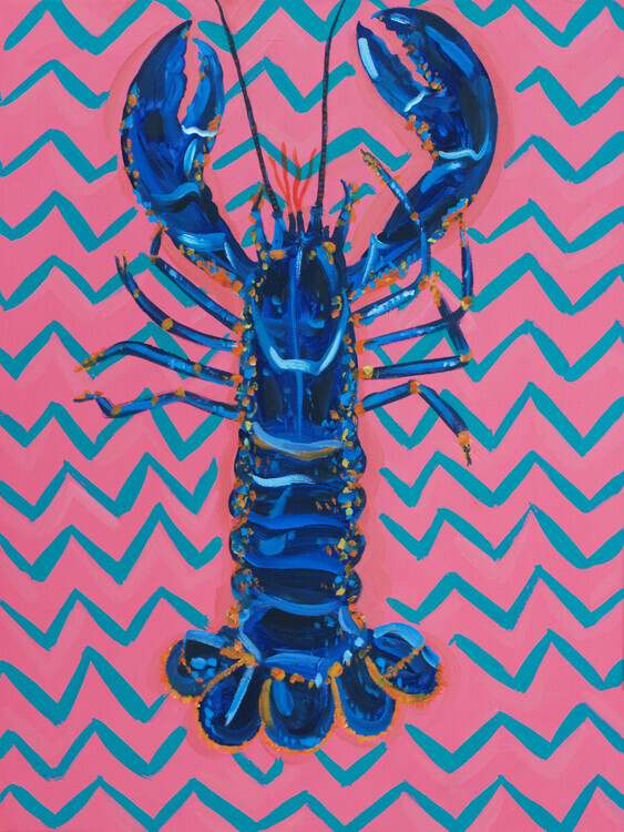 Alice Straker Plakát, Obraz - Lobster On Zigzag, Alice Straker, 30 × 40 cm