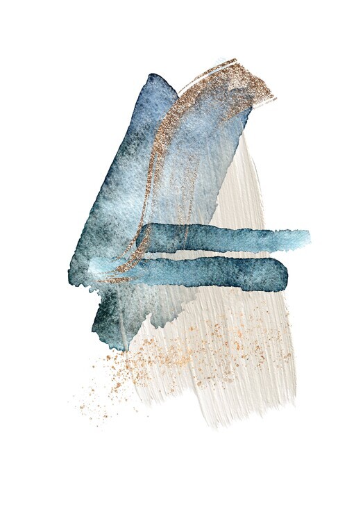 Sally Ann Moss Plakát, Obraz - Atlantic Blue Abstract-3, Sally Ann Moss, 26.7 × 40 cm