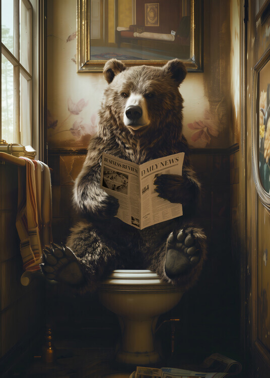 Andreas Magnusson Plakát, Obraz - The Toilet Bear, Andreas Magnusson, 30 × 40 cm