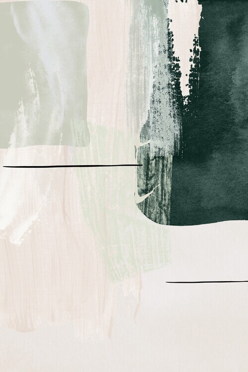 Sally Ann Moss Plakát, Obraz - Abstract Shapes in Green-2, Sally Ann Moss, 26.7 × 40 cm