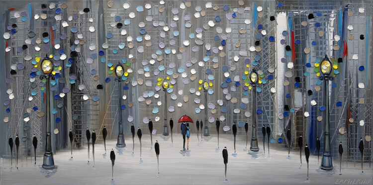 Ekaterina Ermilkina Plakát, Obraz - Night City Park, Ekaterina Ermilkina, 40 × 20 cm