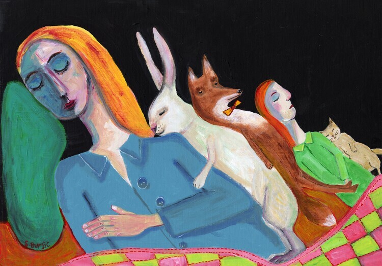 Sharyn Bursic Plakát, Obraz - Five in the Bed, Sharyn Bursic, 40 × 26.7 cm