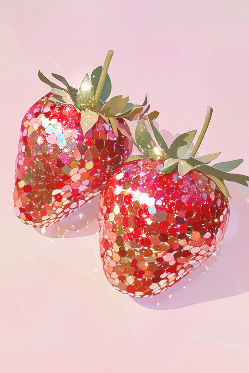 Melloi Art Prints Plakát, Obraz - Sparkling Strawberries, Melloi Art Prints, 26.7 × 40 cm