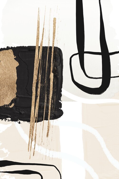 Sally Ann Moss Plakát, Obraz - Abstract Black and Gold-5, Sally Ann Moss, 26.7 × 40 cm