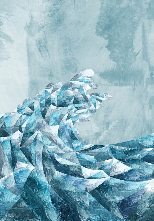 Sarah Manovski Plakát, Obraz - Geometric Metallic Silver Wave, Sarah Manovski, 26.7 × 40 cm