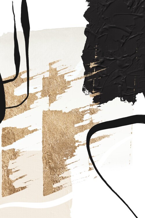 Sally Ann Moss Plakát, Obraz - Abstract Black and Gold-6, Sally Ann Moss, 26.7 × 40 cm