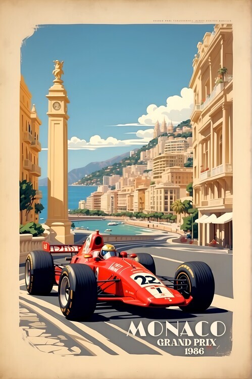 Europosters Plakát, Obraz - F1 Monaco Grand Prix 1986, 26.7 × 40 cm