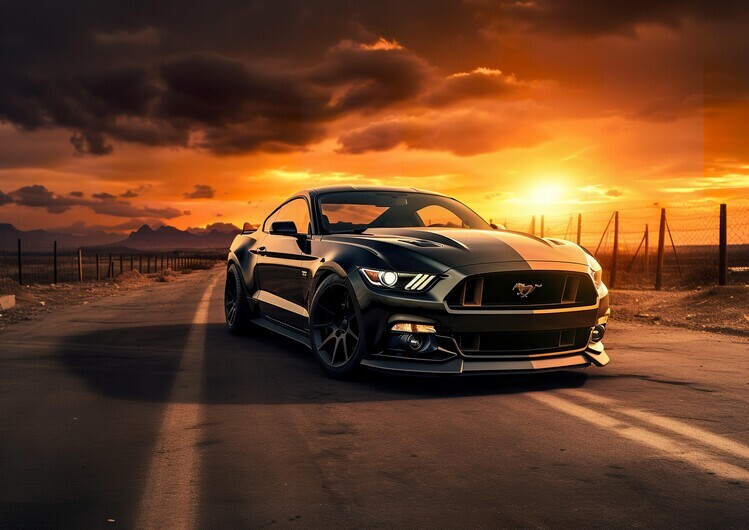 autor Plakát, Obraz - Mustang GT Muscle Car in the Sunset, 40 × 30 cm