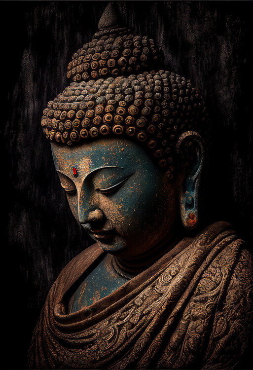 autor Plakát, Obraz - Portrait of a bronze Buddha, 26.7 × 40 cm