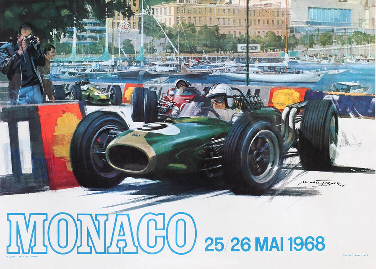 autor Plakát, Obraz - 1968 MONACO Grand Prix Racing Poster, 40 × 30 cm