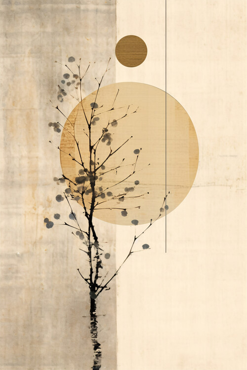 autor Plakát, Obraz - Neutral Abstract Japandi Beige Watercolor Painting, 26.7 × 40 cm