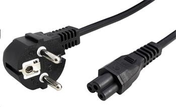 Kabel síťový k notebooku, CEE 7/7(M) - IEC320 C5 (trojlístek), černý, 0,8m, černý