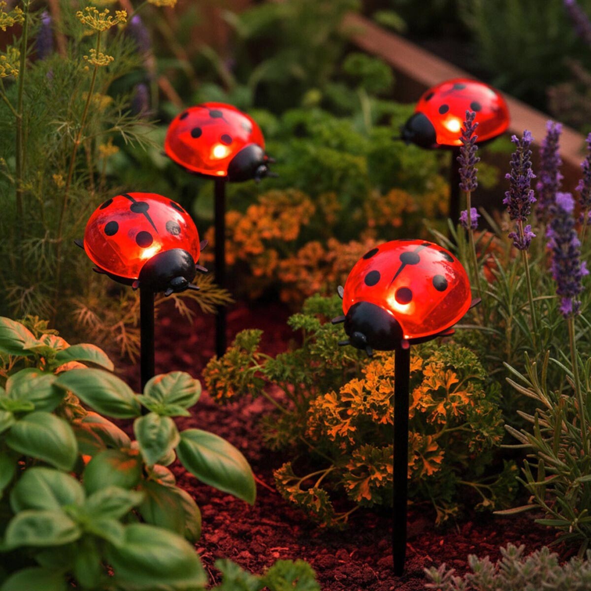 LED Zahradní zápich Beruška, 4 kusy