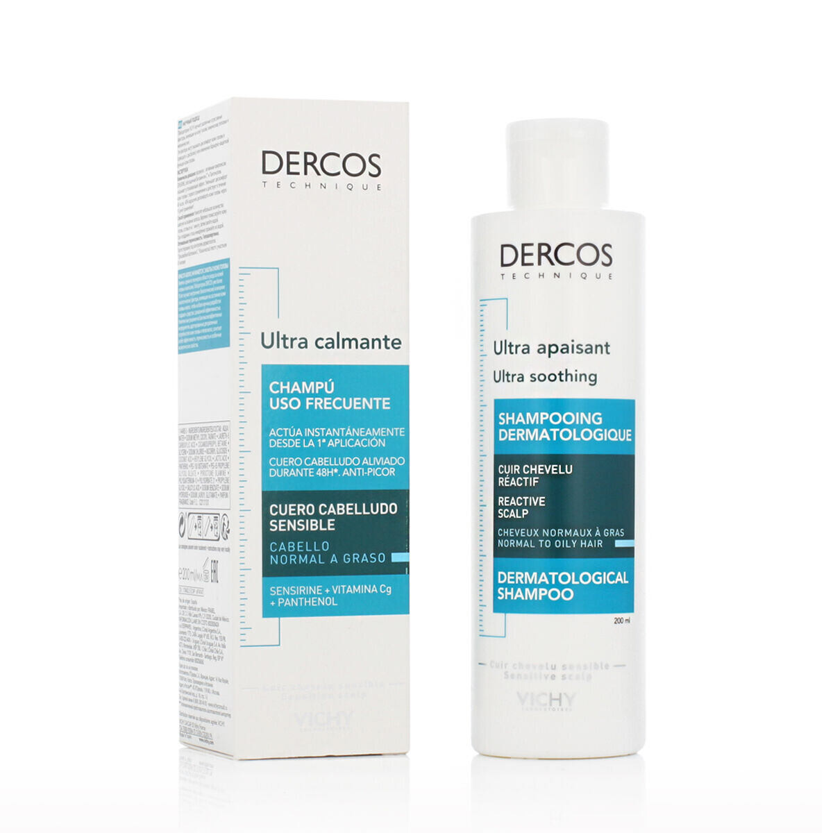 Vichy Dercos Ultra Soothing Dermatological Shampoo Normal to Oily Hair šampon pro mastné a normální vlasy 200 ml unisex