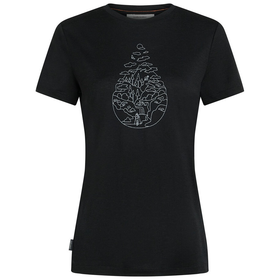 Dámské triko Icebreaker Women Merino 150 Tech Lite SS Tee Hike Path Velikost: L / Barva: černá