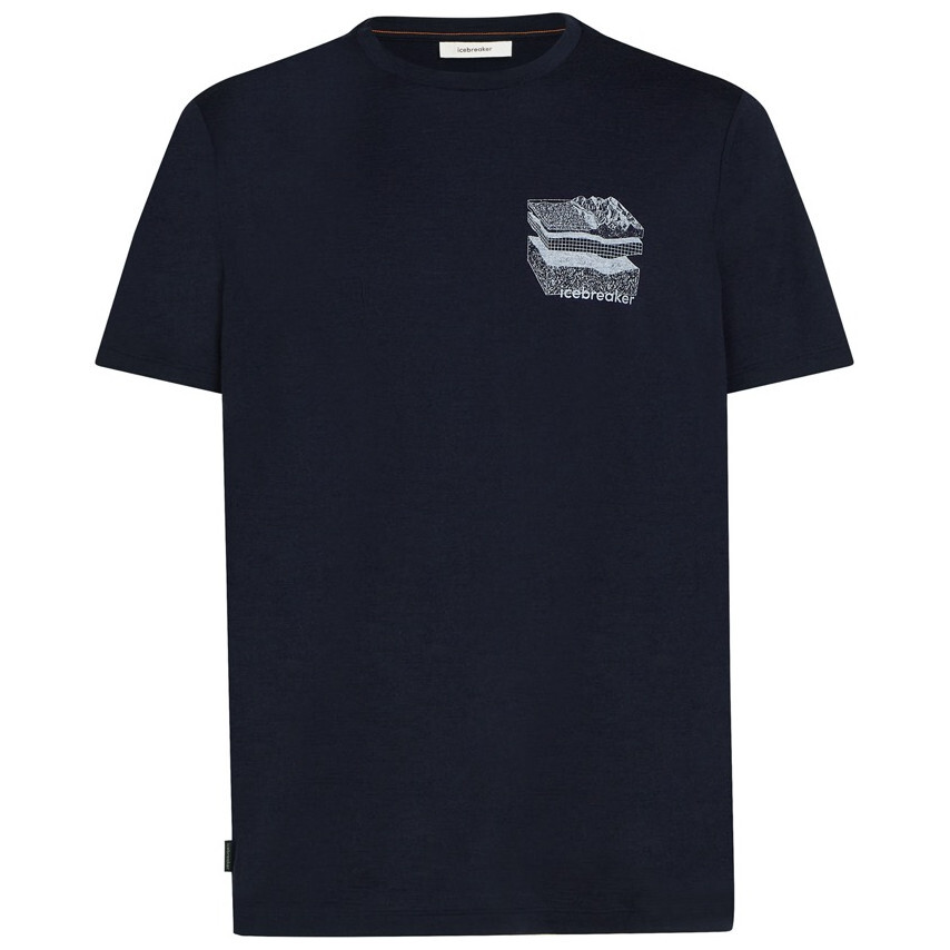 Pánské triko Icebreaker Men Merino 150 Tech Lite SS Tee Evolving Layers Velikost: L / Barva: tmavě modrá