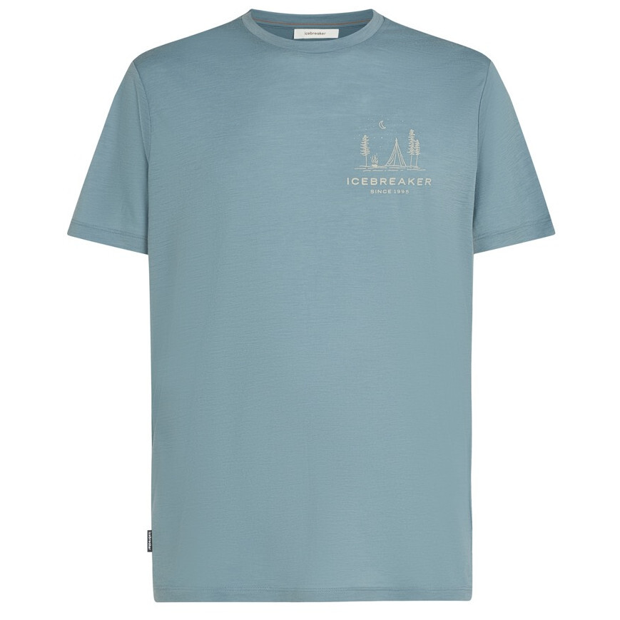 Pánské triko Icebreaker Men Merino 150 Tech Lite SS Tee Peaceful Pass Velikost: L / Barva: světle modrá