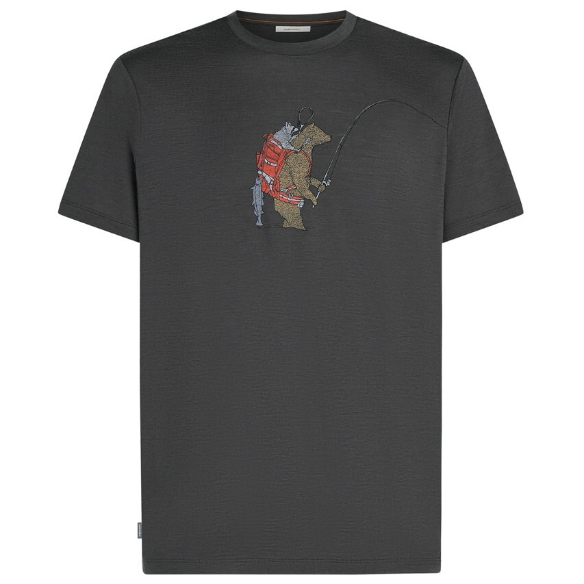 Pánské triko Icebreaker Men Merino 150 Tech Lite SS Tee Bear Catch Velikost: L / Barva: tmavě šedá