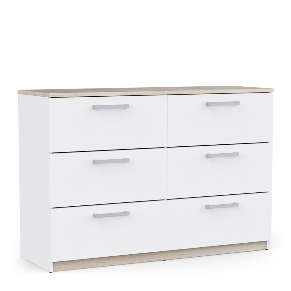 Komoda TODY 3S+3S, bílá/dub kronberg