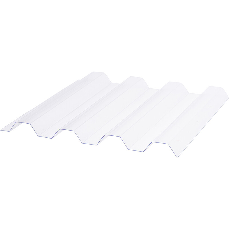 Deska polykarbonátová trapézová TOPLIGHT T 76/18 hladká 2UV čirá 0,8×1 060×3 000 mm