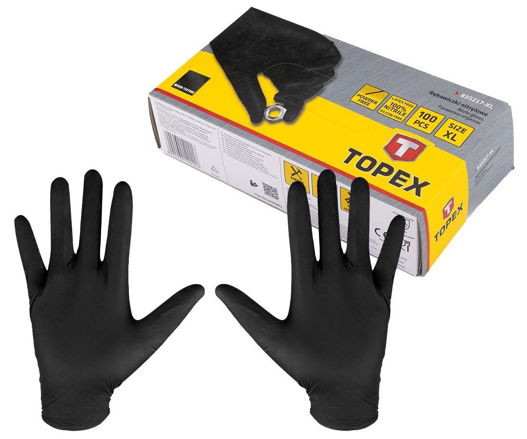Rukavice jednorázové nitril 100ks Topex - XL