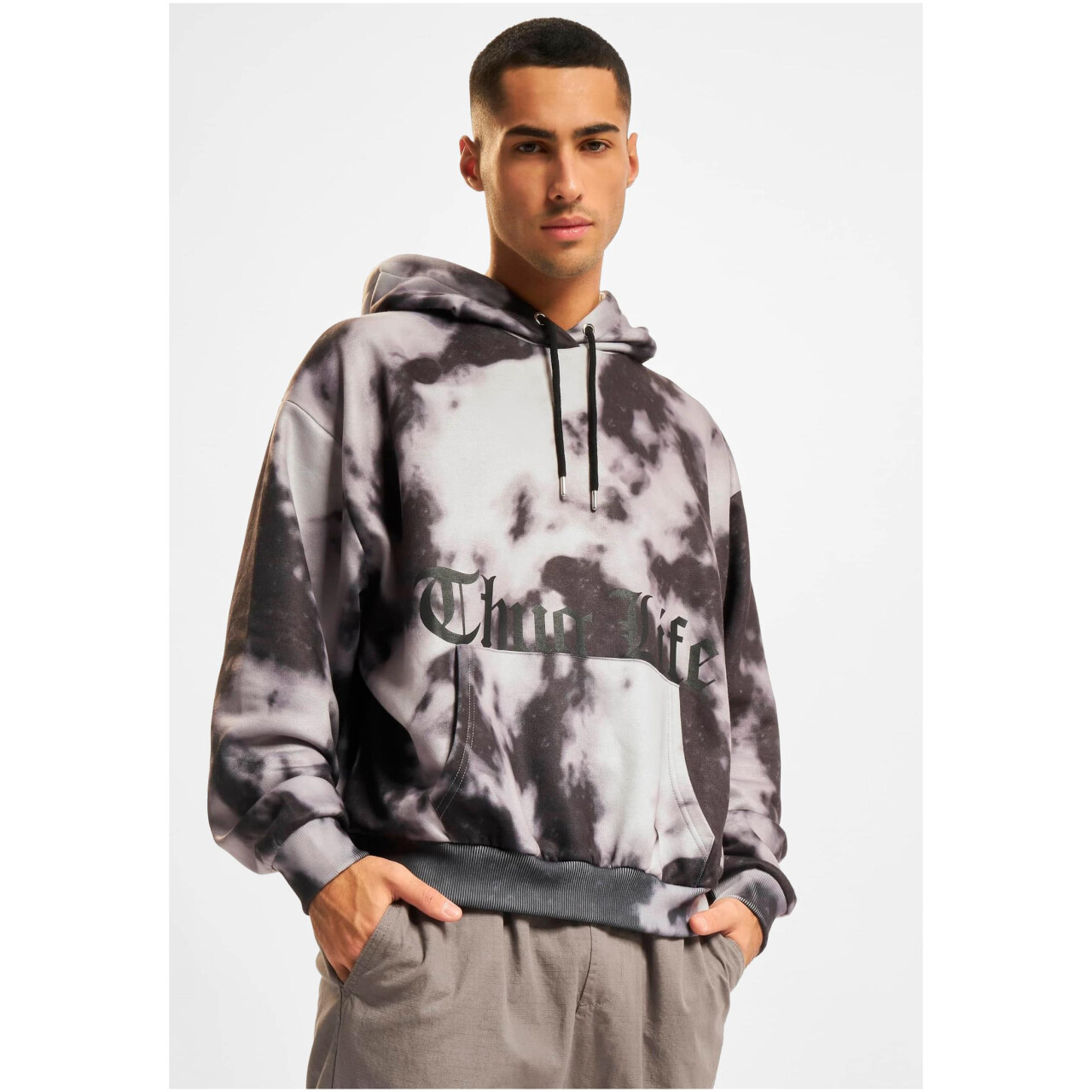 Mikina s kapucí Thug Life Underground Hoody - šedá-bílá,