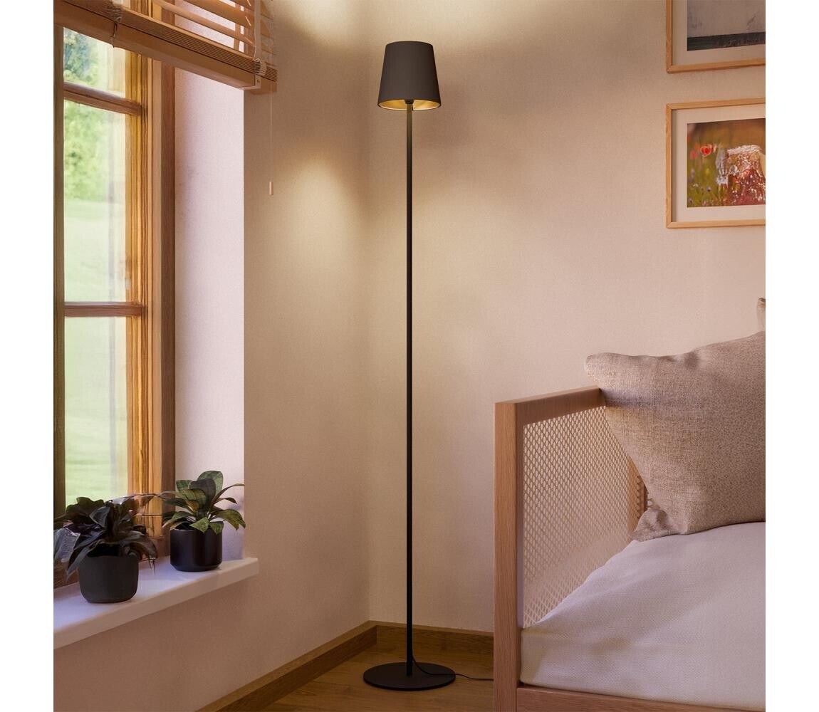 Eglo 901111 - Stojací lampa FIORANA 1xE14/7,5W/230V černá/hnědá 901111