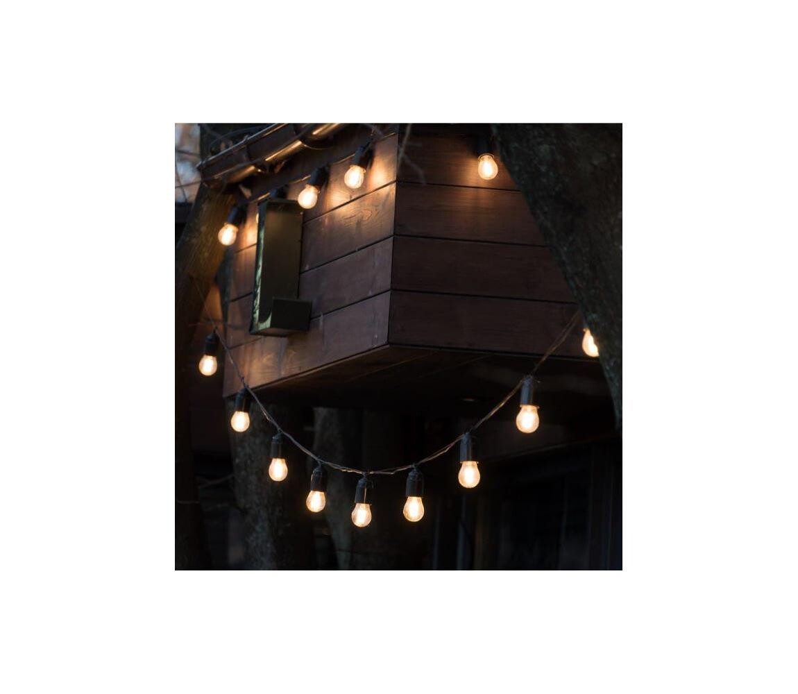 LED Stm solární řetěz STARLIGHT NEO 10xE27/3,7V 2700K IP54 1200 mAh 11,5m + DO 004521