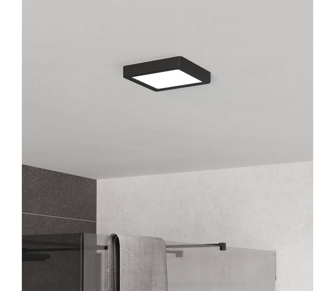 Eglo 901328 - LED Koup. stropní svítidlo FUEVA LED/7W/230V 15x15 cm IP44 černá 901328