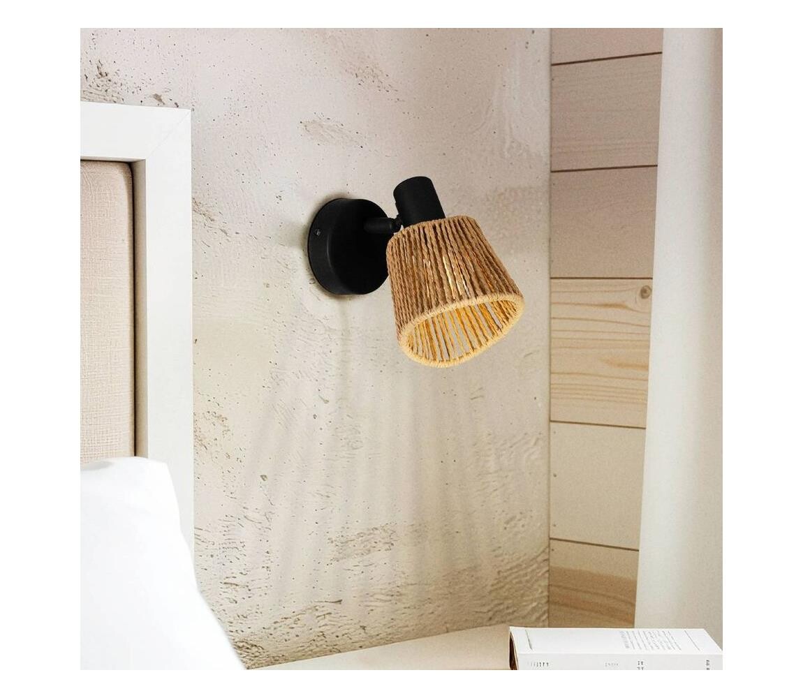 Eglo 44128 - Nástěnné bodové svítidlo KEELBY 1xE14/10W/230V černá/béžová 44128