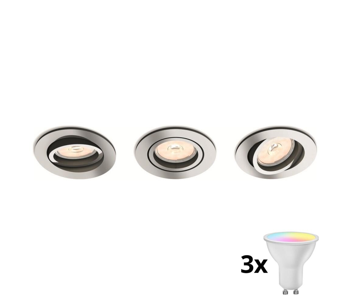 Philips 50393/11/PN-SADA 3x LED RGBW Stm. podhl. svít. 1xGU10/4,8W/230V chrom+DO P1936+3xAI2362