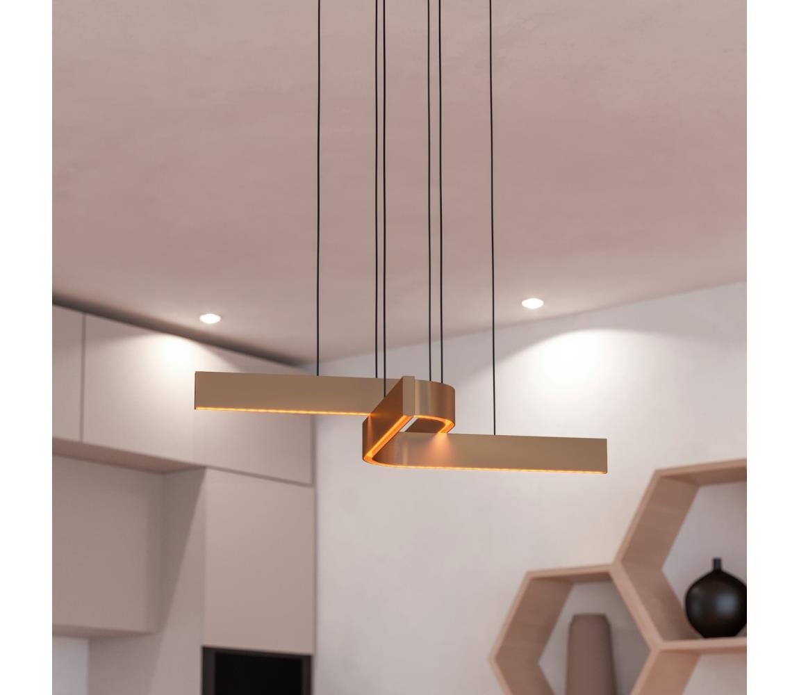 Eglo 901864 - LED RGBW Stm. Lustr na lanku FOLCINO-Z 2xLED/18W/230V měděná/černá 901864